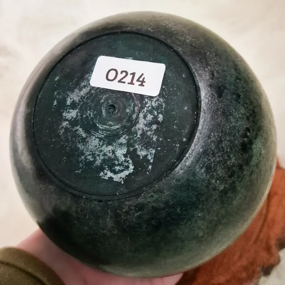 Antique Japanese Meiji Bronze Twin Handle Vase Green Patina